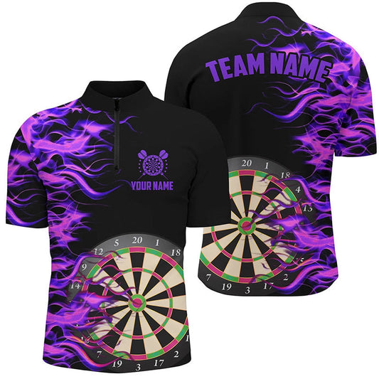 Purplee Fire Flame Dart Board 3D Printed Men Darts Shirts Custom Team Name Darts Jerseys Unifor, Darts Team Jersey Shirt