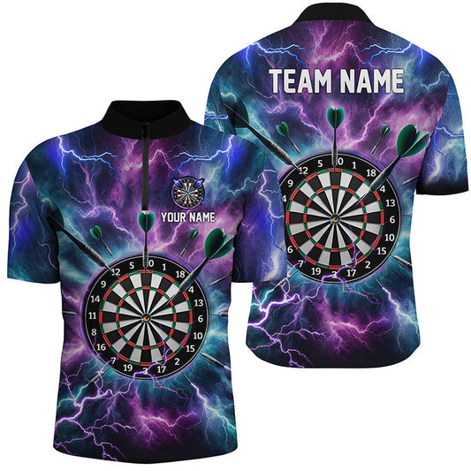 Purplee Thunder Lightning Darts Jersey Shirt Custom Darts Shirt For Men Dart Jersey, Darts Team Jersey Shirt