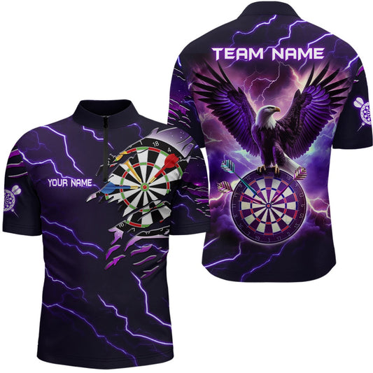 Purplee Thunder Lightning Eagle Darts Jersey Shirt Custom Mens Darts Shirt Dart Jersey, Darts Team Jersey Shirt