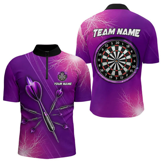 Purplee Thunder Lightning Light Darts Jerseys Custom Darts Shirts For Men Darts Jersey, Darts Team Jersey Shirt