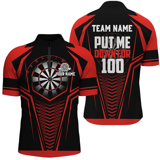 Put Me Down For 100 Black Red Men Darts Jerseys Shirts Custom Funny Dart Team Jersey, Darts Team Jersey Shirt