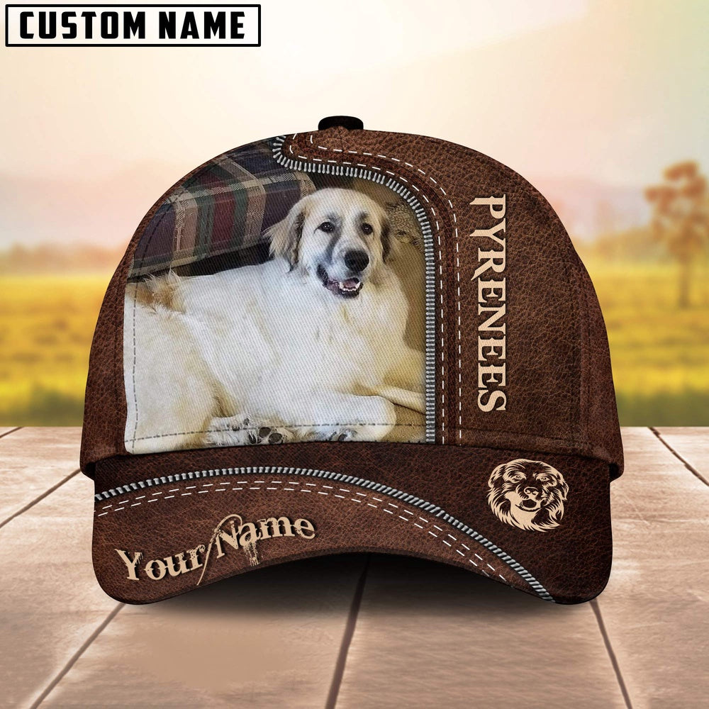 Pyrenees Customized Name Leather Pattern Cap, Farmer Cap, Cap For Farmers, Best Farm Hat, Farm Use Hat