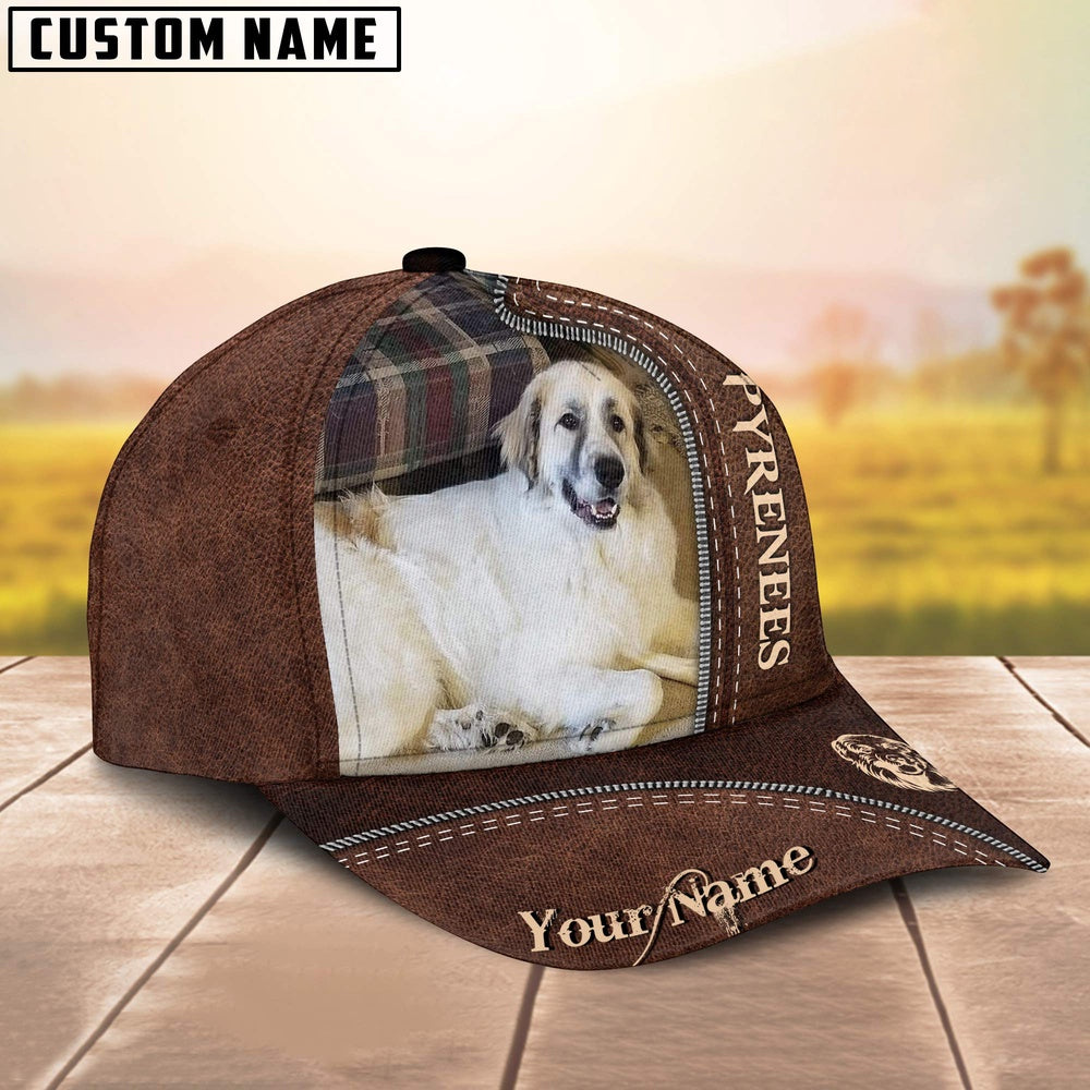 Pyrenees Customized Name Leather Pattern Cap, Farmer Cap, Cap For Farmers, Best Farm Hat, Farm Use Hat