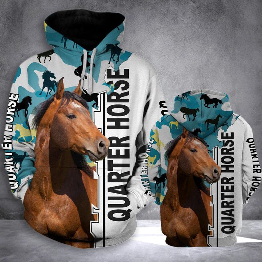 QUARTER HORSE HALF CAMO All Over Printed Hoodie, Farmer Hoodie, Farm Themed Shirts, Farm Tee Shirts
