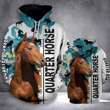 QUARTER HORSE HALF CAMO All Over Printed Hoodie, Farmer Hoodie, Farm Themed Shirts, Farm Tee Shirts