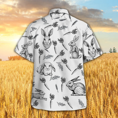 RABBIT PATTERN Hawaiian Shirt, Farm Hawaiian Shirt, Farmer Hawaii