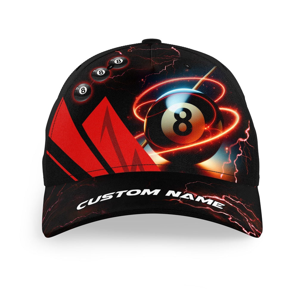 Red 8 Ball Pool Billiard Caps Hats Custom Adjustable 3D Billiard Baseball Caps For Pool Player, Personalized Billiard Team Cap Hats