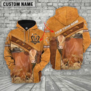 Red Akaushi 3D Customized Name Farm Name Hoodie, Farmer Hoodie, Custom Farm Shirts, Farmer T Shirt