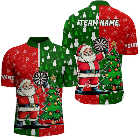 Red And Green Darts Santa Christmas Jersey Shirts For Men Custom Funny Xmas Dart Shirt, Darts Team Jersey Shirt