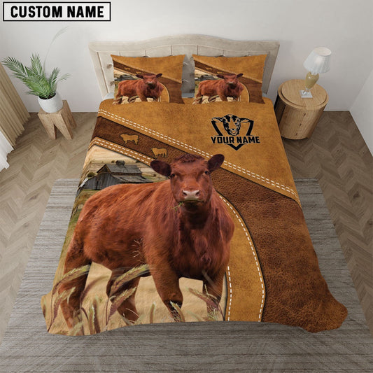 Red Angus Cattle Customized Bedding Set, Farm Bedding Set, Farmhouse Bedding Set