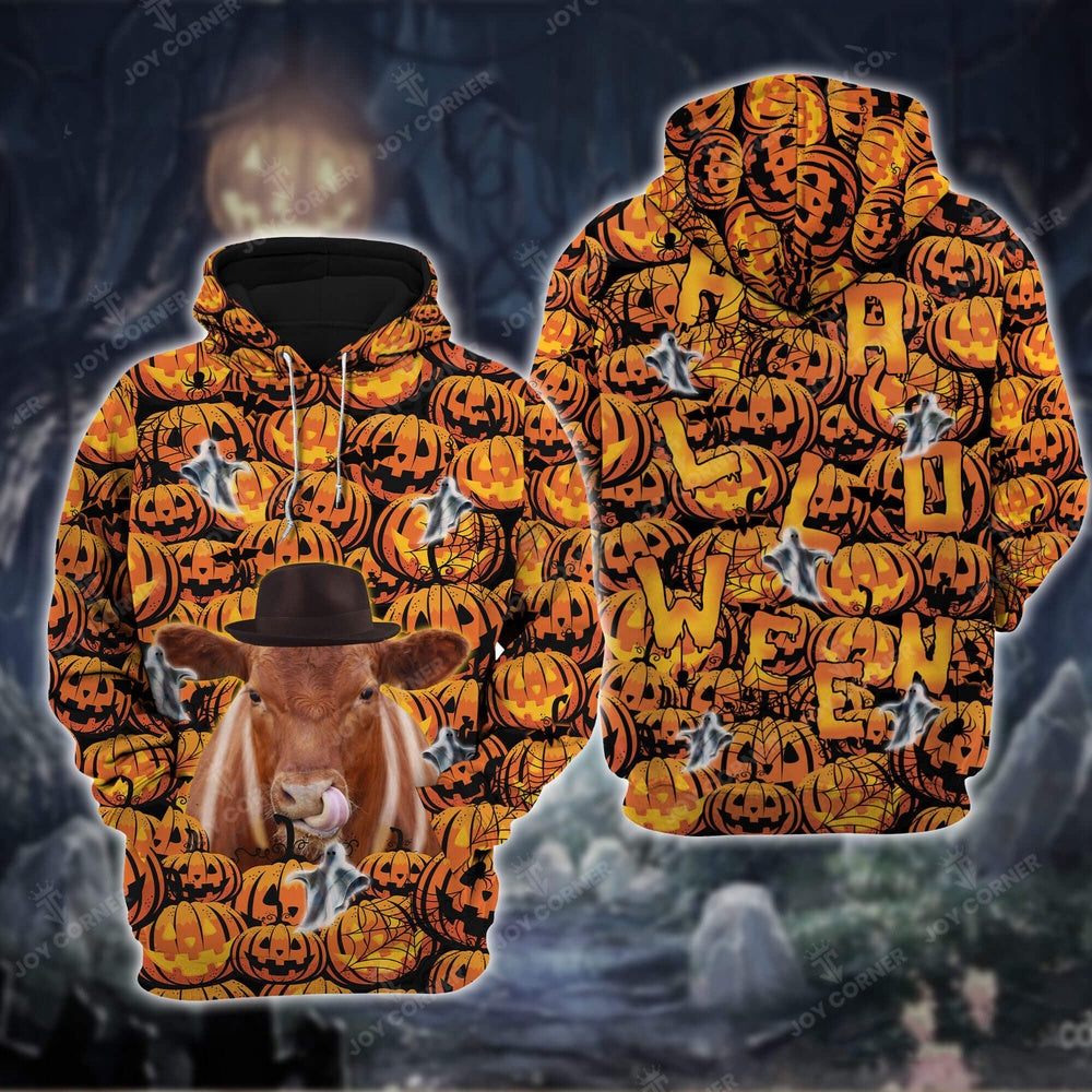 Red Angus Cattle Halloween 3D Shirt, Farmer Hoodie, Farm Themed Shirts, Farm Tee Shirts