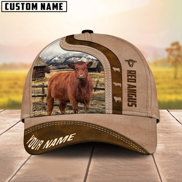 Red Angus Custom Name Light Brown Cap, Farmer Cap, Cap For Farmers, Best Farm Hat, Farm Use Hat