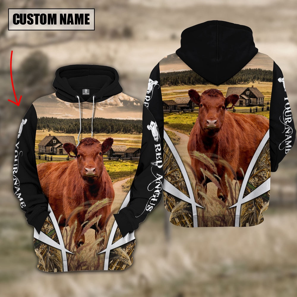 Red Angus Custom Name Wheat Farm Hoodie, Farmer Hoodie, Custom Farm Shirts, Farmer T Shirt