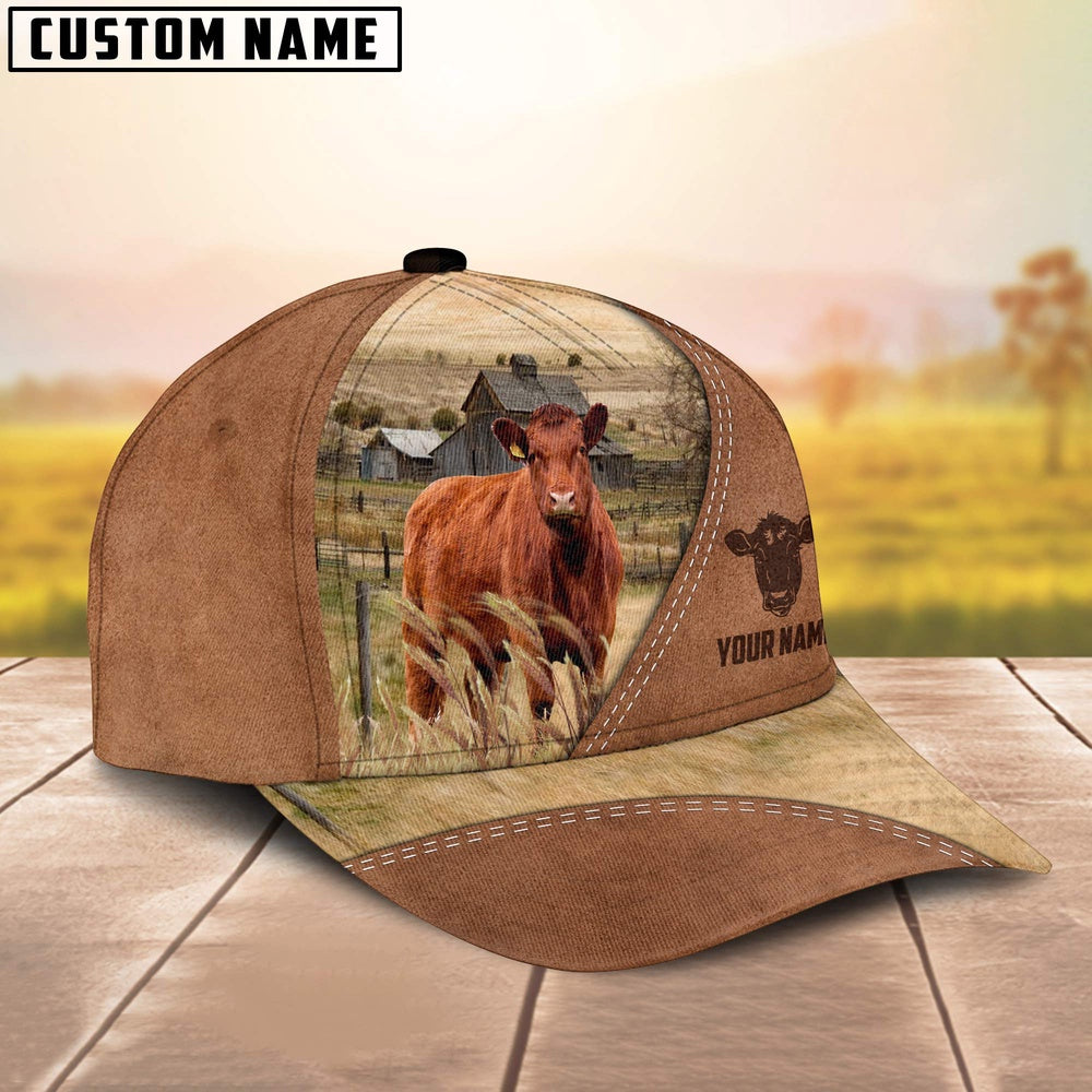 Red Angus Customized Name Brown Cap, Farmer Cap, Cap For Farmers, Best Farm Hat, Farm Use Hat