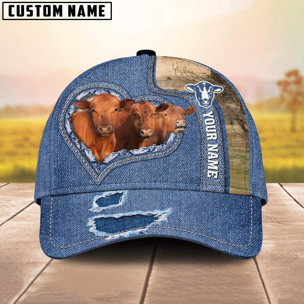 Red Angus Customized Name Denim Cap, Farmer Cap, Cap For Farmers, Best Farm Hat, Farm Use Hat
