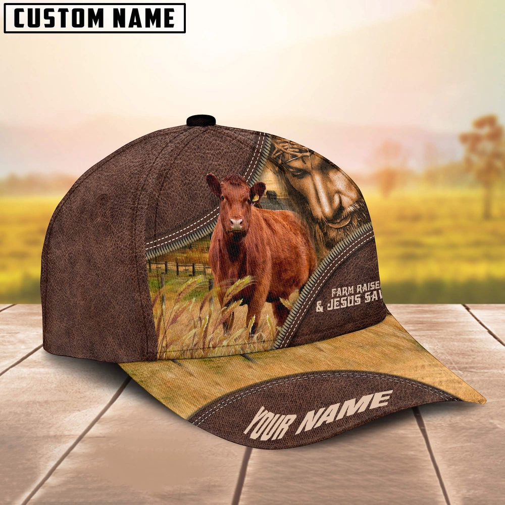 Red Angus Farm & Jesus Customized Name Cap, Farmer Cap, Cap For Farmers, Best Farm Hat, Farm Use Hat