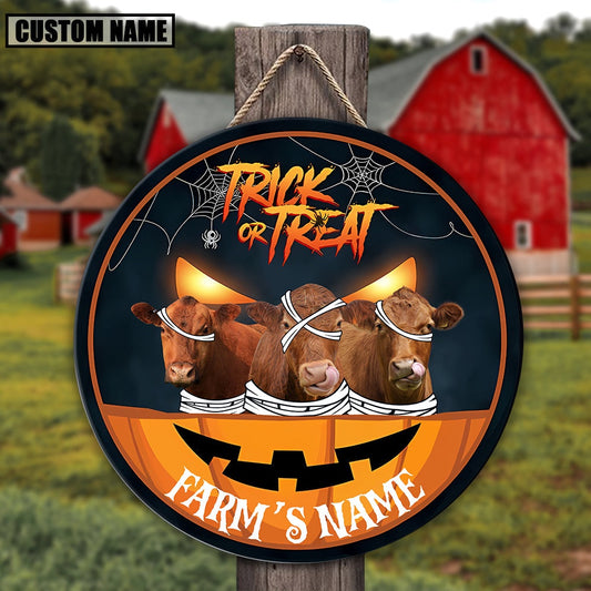 Red Angus Halloween Happiness Pattern Happy Halloween Wooden Sign, Farm Wood Sign, Farm House Wood Signs