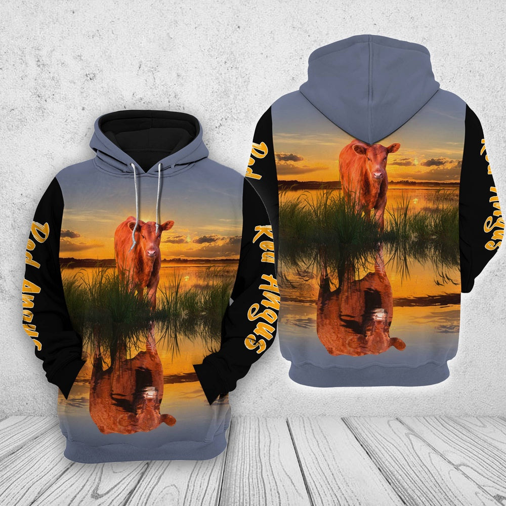 Red Angus In The Sunset Shirts, Farmer Hoodie, Farm Themed Shirts, Farm Tee Shirts