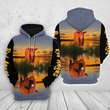 Red Angus In The Sunset Shirts, Farmer Hoodie, Farm Themed Shirts, Farm Tee Shirts