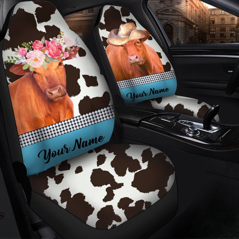 Red Angus Pattern Customized Name Dairy Cow Car Seat Cover, Car Seat Cover, Farm Car Seat Cover, Pet Seat Covers
