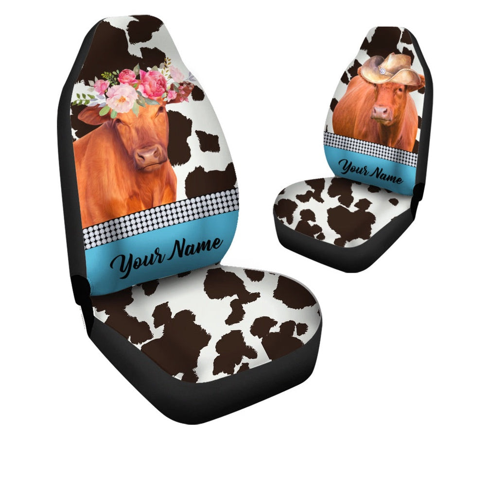 Red Angus Pattern Customized Name Dairy Cow Car Seat Cover, Car Seat Cover, Farm Car Seat Cover, Pet Seat Covers