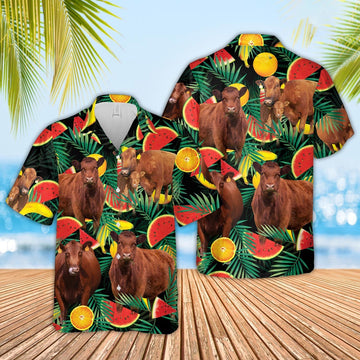 Red Angus Watermelon Hawaiian Shirt, Farm Hawaiian Shirt, Farmer Hawaii