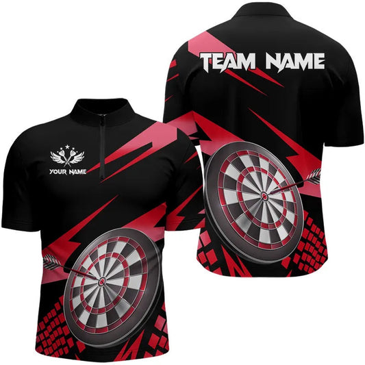 Red Black Custom Dart Shirts For Men, Personalized 3D Darts Board Dart Jerseys Jerseys, Darts Team Jersey Shirt