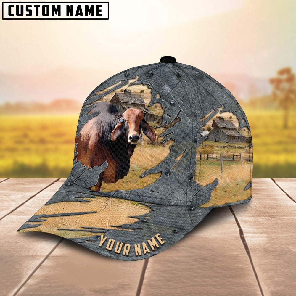 Red Brahman Customized Name Cap, Farmer Cap, Cap For Farmers, Best Farm Hat, Farm Use Hat