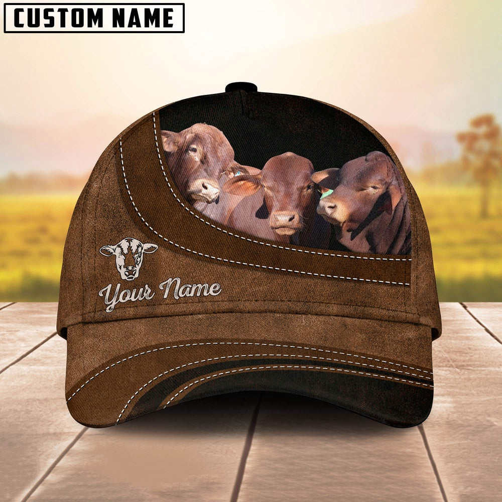 Red Brangus Happiness Customized Name Cap, Farmer Cap, Cap For Farmers, Best Farm Hat, Farm Use Hat