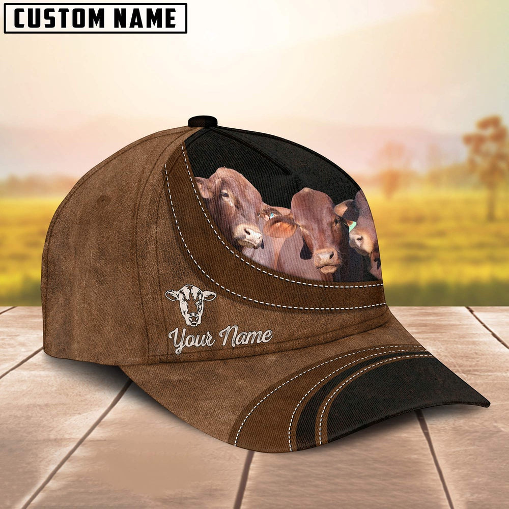 Red Brangus Happiness Customized Name Cap, Farmer Cap, Cap For Farmers, Best Farm Hat, Farm Use Hat
