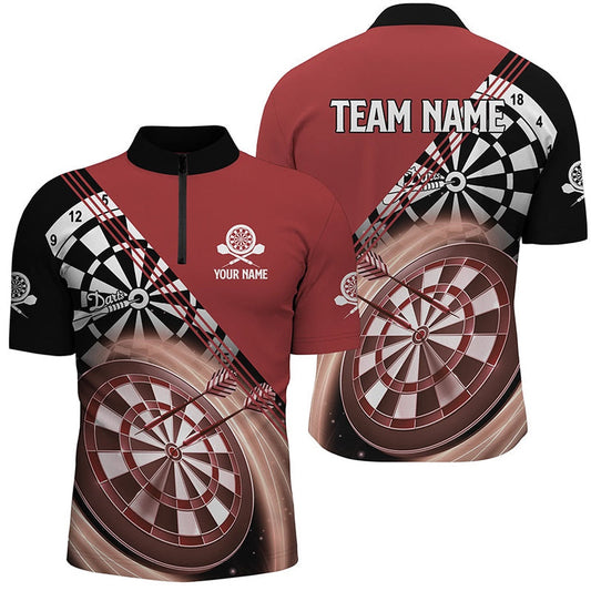 Red Darts Jersey Shirt With Name Customized Cool Darts Shirts For Men Dart Jersey, Darts Team Jersey Shirt