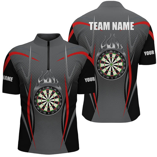 Red Grey Sports Style Darts Jersey Shirt Custom Darts Shirt For Men Dart Jersey, Darts Team Jersey Shirt