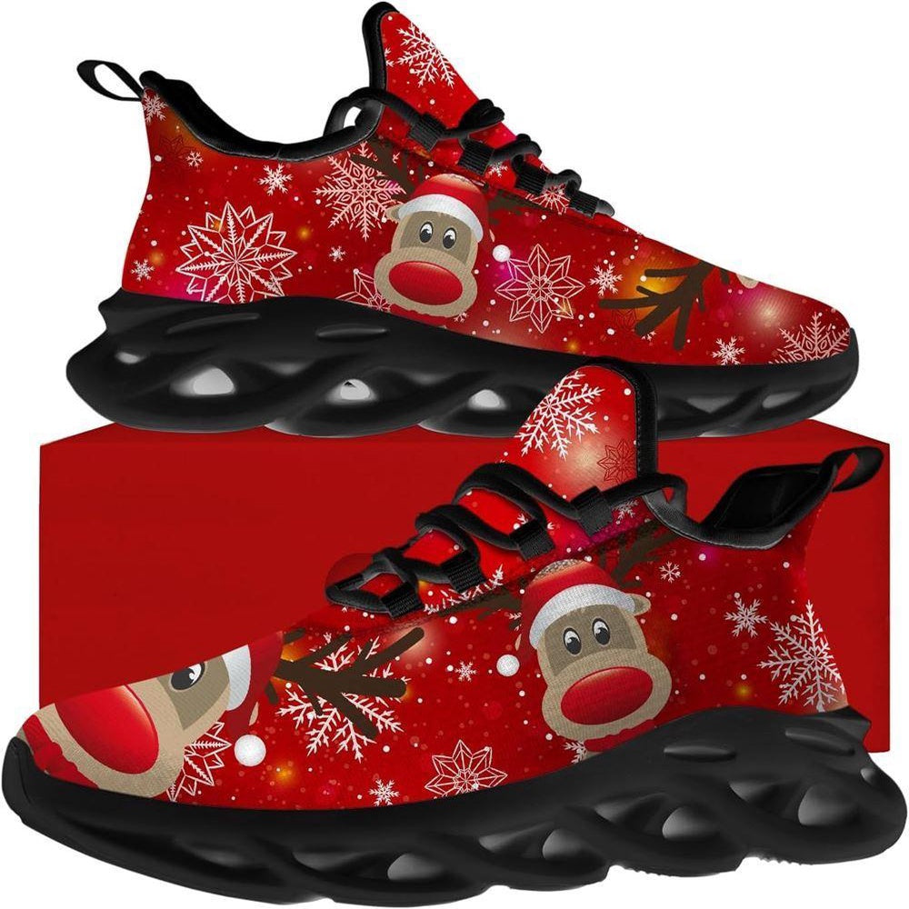 Red Nosed Reindeer Christmas Max Soul Shoes, Christmas Sneakers, Christmas Shoes, Christmas Clunky Sneaker