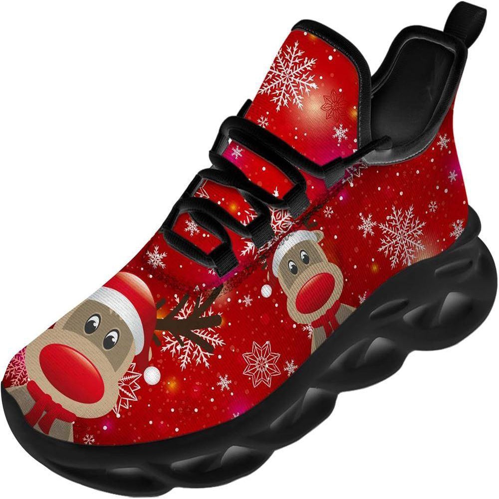 Red Nosed Reindeer Christmas Max Soul Shoes, Christmas Sneakers, Christmas Shoes, Christmas Clunky Sneaker