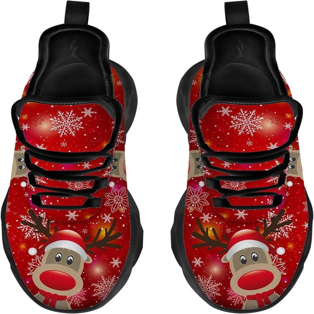 Red Nosed Reindeer Christmas Max Soul Shoes, Christmas Sneakers, Christmas Shoes, Christmas Clunky Sneaker