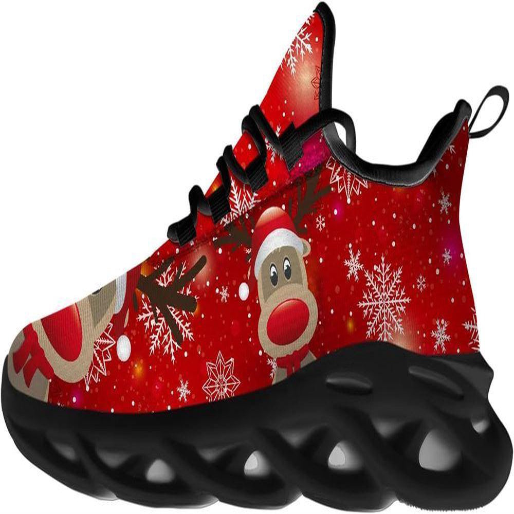 Red Nosed Reindeer Christmas Max Soul Shoes, Christmas Sneakers, Christmas Shoes, Christmas Clunky Sneaker