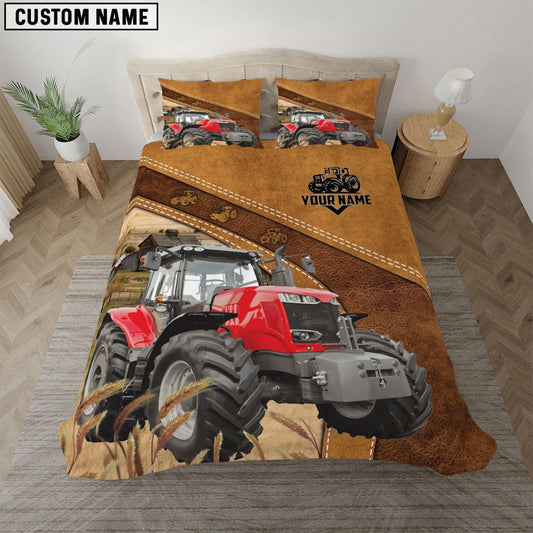 Red Tractor Customized Bedding Set, Farm Bedding Set, Farmhouse Bedding Set