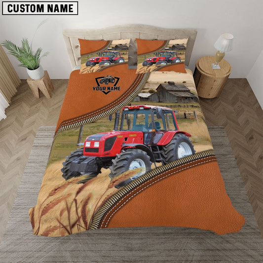 Red Tractor On The Farm Customized Name 3D Bedding Set, Farm Bedding Set, Farmhouse Bedding Set