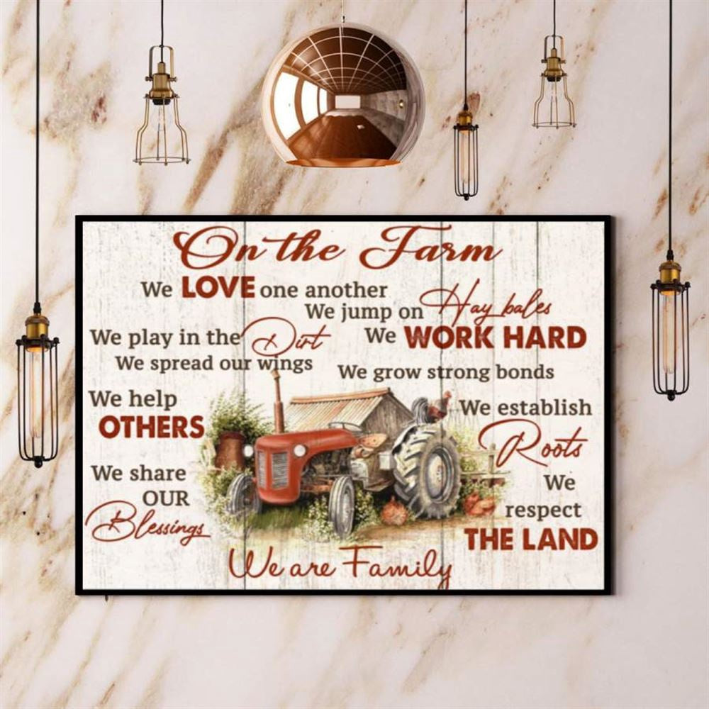 Red Tractor On The Farm We Love Each Other We Are Family Canvas, Farm Canvas, Farm Gift, Farm Home Decor