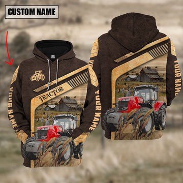Red Tractor On The Meadow Custom Name Hoodie, Farmer Hoodie, Custom Farm Shirts, Farmer T Shirt
