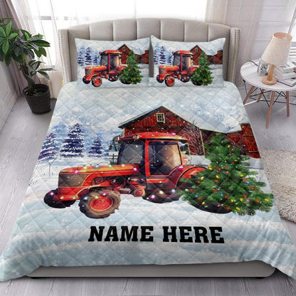 Red Tractormas Tree Farm Country Bedding Set, Christmas Beddings, Xmas Bedding Sets