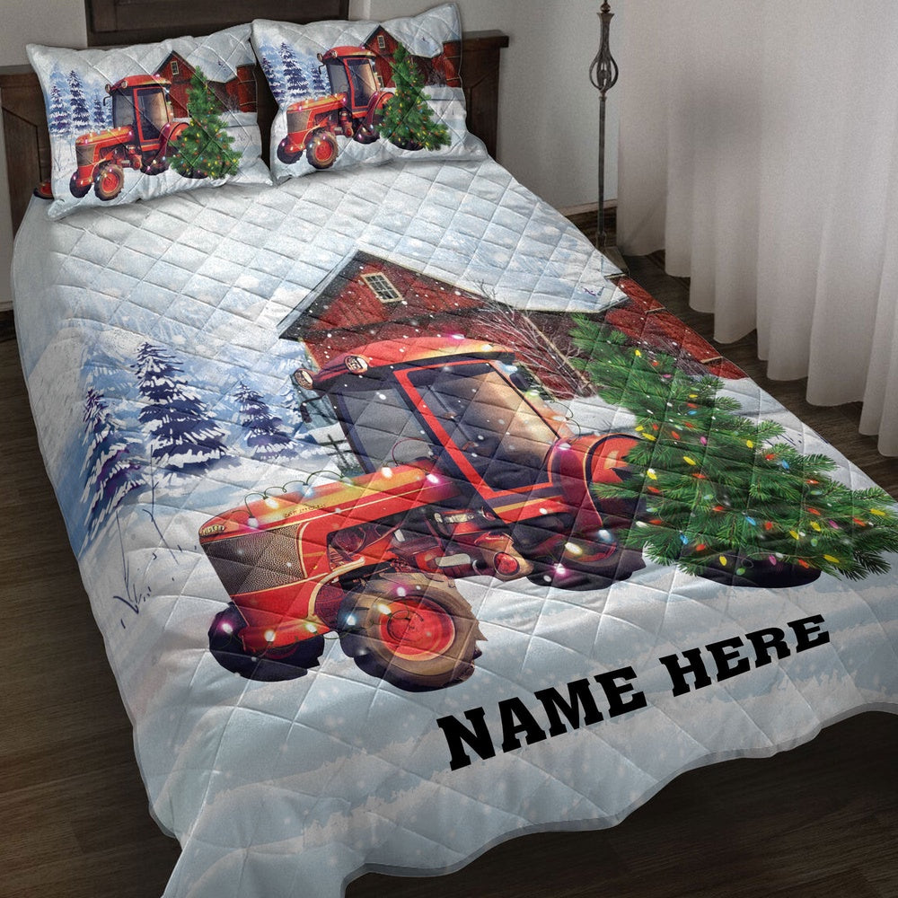 Red Tractormas Tree Farm Country Bedding Set, Christmas Beddings, Xmas Bedding Sets