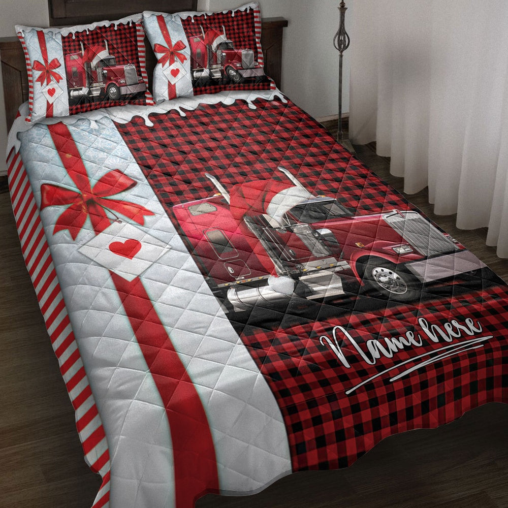 Red Truck Santa Hat Withmas Trucker Bedding Set, Christmas Beddings, Xmas Bedding Sets