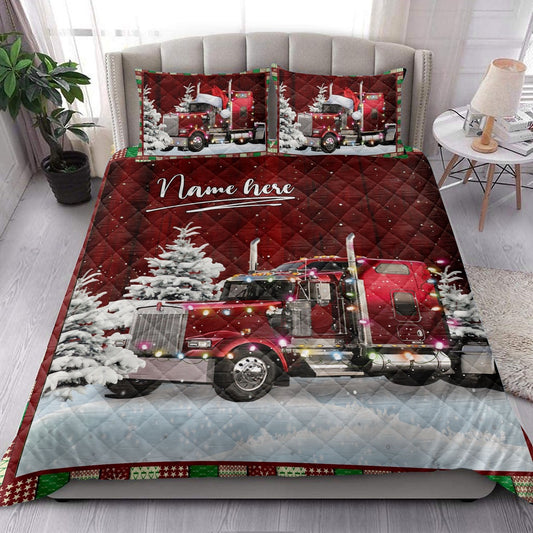 Red Trucker With String Lightsmas Tree Snowdrift Bedding Set, Christmas Beddings, Xmas Bedding Sets
