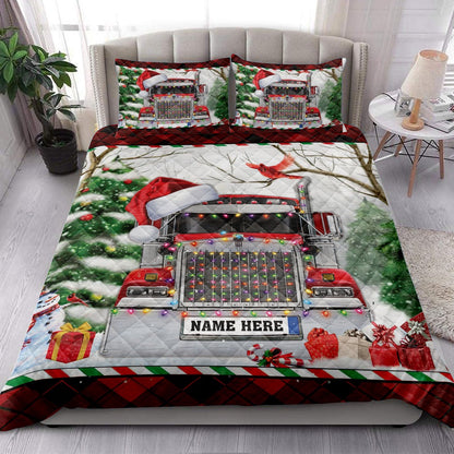 Red Trucker Withmas String Light Bedding Set, Christmas Beddings, Xmas Bedding Sets