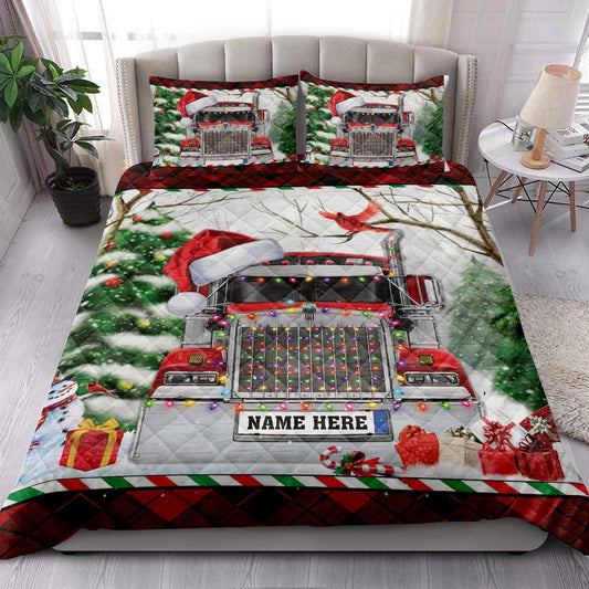 Red Trucker Withmas String Light Bedding Set, Christmas Beddings, Xmas Bedding Sets