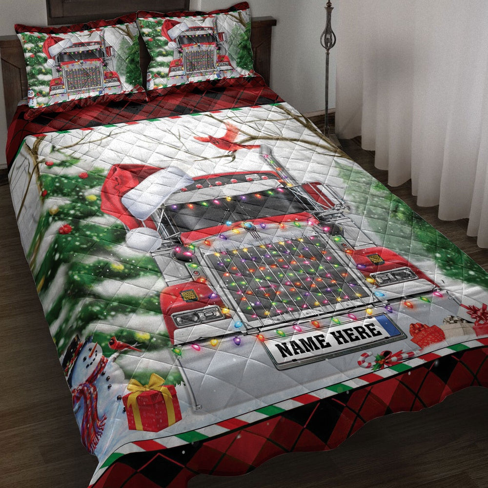 Red Trucker Withmas String Light Bedding Set, Christmas Beddings, Xmas Bedding Sets