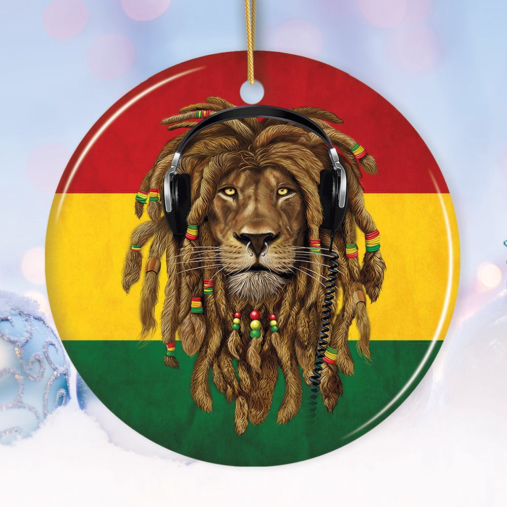Reggae Lion Ornament, Jamaican Christmas Decoration, Reggae Music Flag, Christmas Ornament
