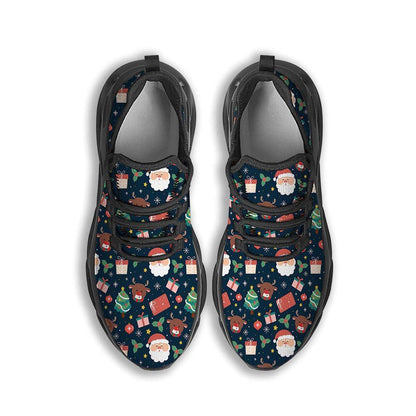 Reindeer Christmas Santa Print Pattern Black Max Soul Shoes, Christmas Sneakers, Christmas Shoes, Christmas Clunky Sneaker