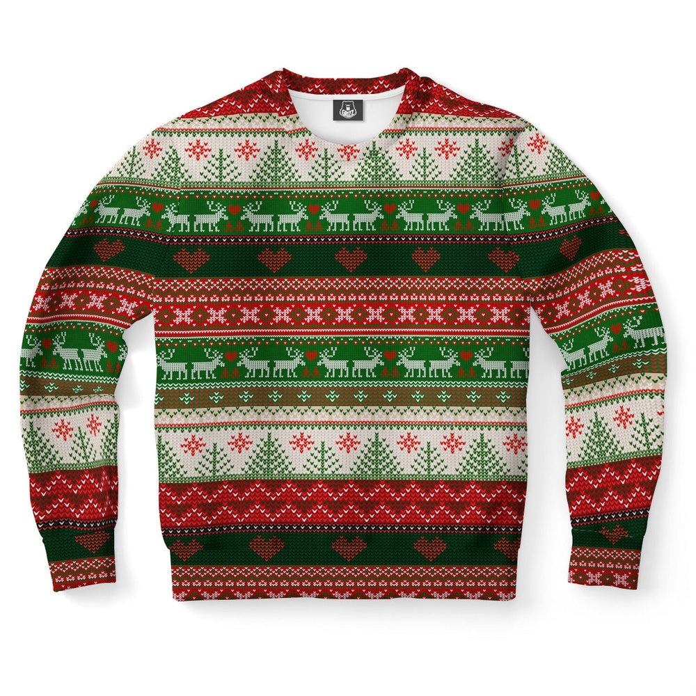 Reindeer In Love Pattern Ugly Christmas Sweater, Christmas Ugly Sweater, Sweater Xmas, Ugly Sweater